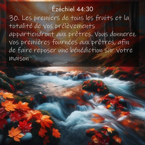 Segond21 Ézéchiel  ; image nature: image avec le verset biblique :Les premiers de tous les fruits et la totalité de vos prélèvements appartiendront aux prêtres. Vous donnerez vos premières fournées aux prêtres, afin de faire reposer une bénédiction sur votre maison. ;  ; 44:30