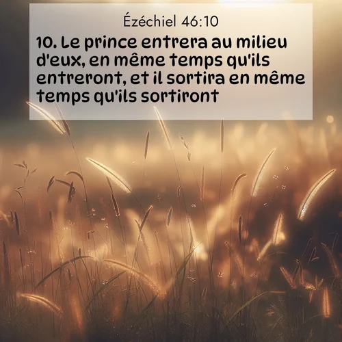 Segond21 Ézéchiel  ; image nature: image avec le verset biblique :Le prince entrera au milieu d&#039;eux, en même temps qu&#039;ils entreront, et il sortira en même temps qu&#039;ils sortiront. ;  ; 46:10