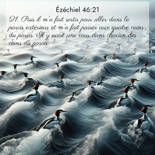 Segond21 Ézéchiel  ; image nature: image avec le verset biblique :Puis il m&#039;a fait sortir pour aller dans le parvis extérieur et m&#039;a fait passer aux quatre coins du parvis. Il y avait une cour dans chacun des coins du parvis. ;  ; 46:21