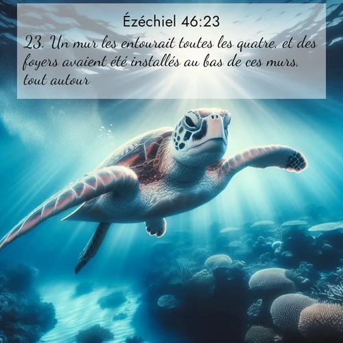Segond21 Ézéchiel  ; image nature: image avec le verset biblique :Un mur les entourait toutes les quatre, et des foyers avaient été installés au bas de ces murs, tout autour. ;  ; 46:23