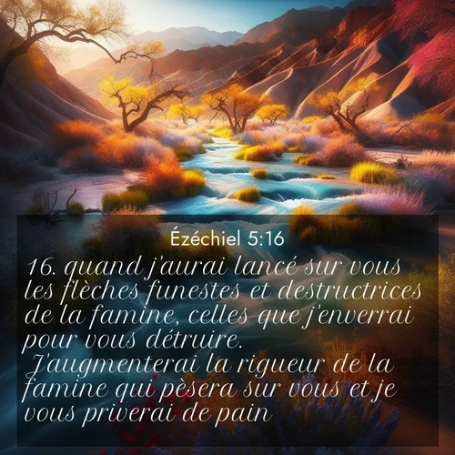 Segond21 Ézéchiel  ; image nature: image avec le verset biblique :quand j&#039;aurai lancé sur vous les flèches funestes et destructrices de la famine, celles que j&#039;enverrai pour vous détruire. J&#039;augmenterai la rigueur de la famine qui pèsera sur vous et je vous priverai de pain. ;  ; 5:16