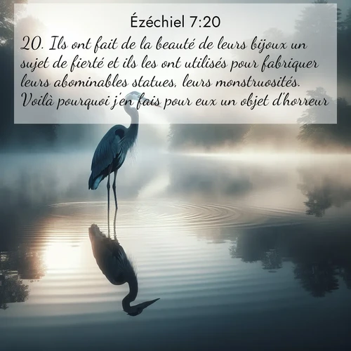Segond21 Ézéchiel  ; image nature: image avec le verset biblique :Ils ont fait de la beauté de leurs bijoux un sujet de fierté et ils les ont utilisés pour fabriquer leurs abominables statues, leurs monstruosités. Voilà pourquoi j&#039;en fais pour eux un objet d&#039;horreur. ;  ; 7:20