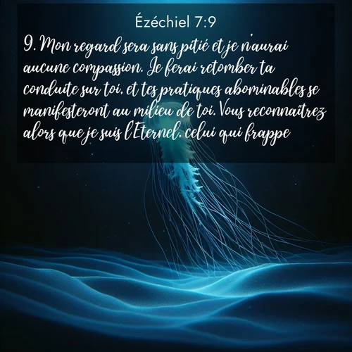 Segond21 Ézéchiel  ; image nature: image avec le verset biblique :Mon regard sera sans pitié et je n&#039;aurai aucune compassion. Je ferai retomber ta conduite sur toi, et tes pratiques abominables se manifesteront au milieu de toi. Vous reconnaîtrez alors que je suis l&#039;Eternel, celui qui frappe. ;  ; 7:9