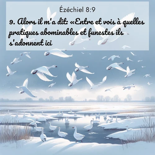Segond21 Ézéchiel  ; image nature: image avec le verset biblique :Alors il m&#039;a dit: «Entre et vois à quelles pratiques abominables et funestes ils s&#039;adonnent ici!» ;  ; 8:9