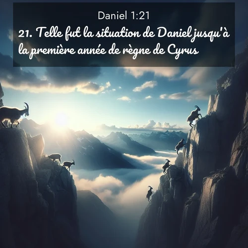Segond21 Daniel  ; image nature: image avec le verset biblique :Telle fut la situation de Daniel jusqu&#039;à la première année de règne de Cyrus. ;  ; 1:21