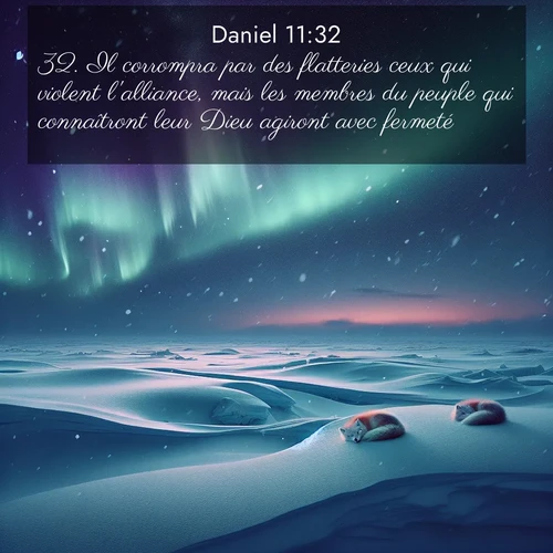 Segond21 Daniel  ; image nature: image avec le verset biblique :Il corrompra par des flatteries ceux qui violent l&#039;alliance, mais les membres du peuple qui connaîtront leur Dieu agiront avec fermeté, ;  ; 11:32