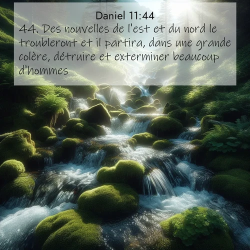 Segond21 Daniel  ; image nature: image avec le verset biblique :Des nouvelles de l&#039;est et du nord le troubleront et il partira, dans une grande colère, détruire et exterminer beaucoup d&#039;hommes. ;  ; 11:44