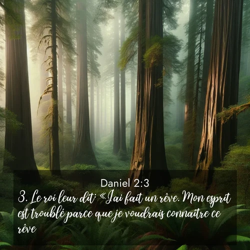 Segond21 Daniel  ; image nature: image avec le verset biblique :Le roi leur dit: «J&#039;ai fait un rêve. Mon esprit est troublé parce que je voudrais connaître ce rêve.» ;  ; 2:3