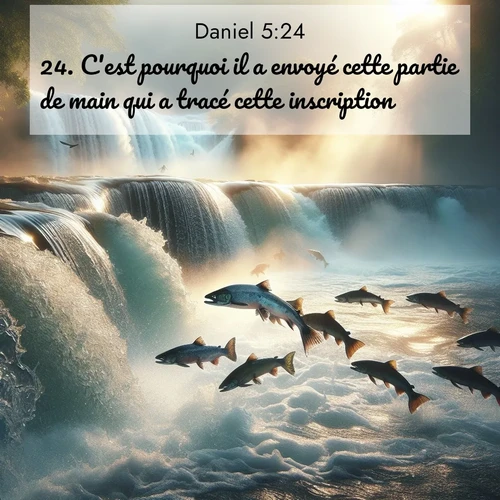 Segond21 Daniel  ; image nature: image avec le verset biblique :C&#039;est pourquoi il a envoyé cette partie de main qui a tracé cette inscription. ;  ; 5:24