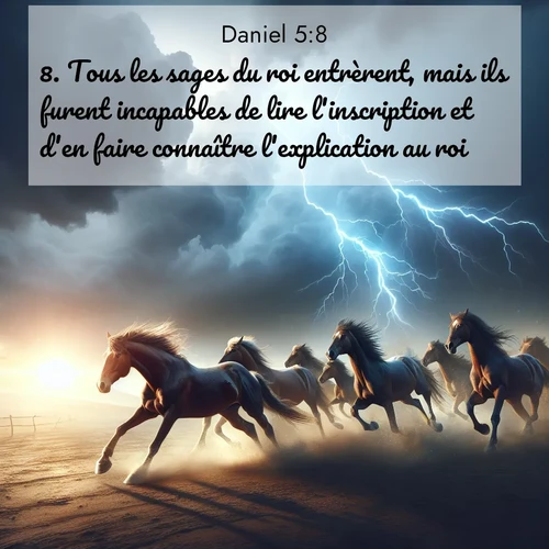 Segond21 Daniel  ; image nature: image avec le verset biblique :Tous les sages du roi entrèrent, mais ils furent incapables de lire l&#039;inscription et d&#039;en faire connaître l&#039;explication au roi. ;  ; 5:8