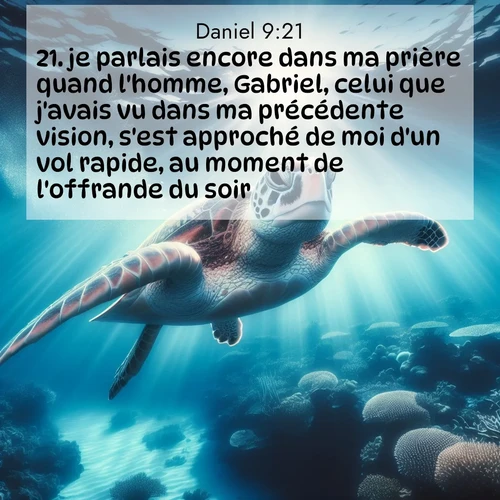 Segond21 Daniel  ; image nature: image avec le verset biblique :je parlais encore dans ma prière quand l&#039;homme, Gabriel, celui que j&#039;avais vu dans ma précédente vision, s&#039;est approché de moi d&#039;un vol rapide, au moment de l&#039;offrande du soir. ;  ; 9:21