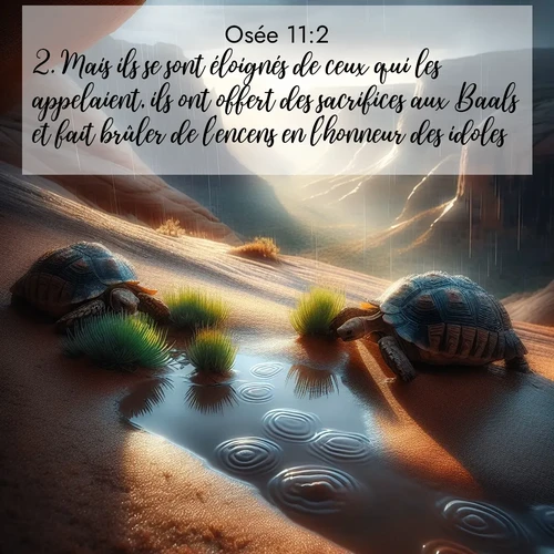 Segond21 Osée  ; image nature: image avec le verset biblique :Mais ils se sont éloignés de ceux qui les appelaient, ils ont offert des sacrifices aux Baals et fait brûler de l&#039;encens en l&#039;honneur des idoles. ;  ; 11:2