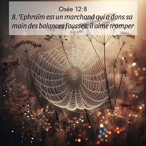 Segond21 Osée  ; image nature: image avec le verset biblique :Ephraïm est un marchand qui a dans sa main des balances fausses: il aime tromper ;  ; 12:8