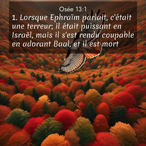 Segond21 Osée  ; image nature: image avec le verset biblique :Lorsque Ephraïm parlait, c&#039;était une terreur; il était puissant en Israël, mais il s&#039;est rendu coupable en adorant Baal, et il est mort. ;  ; 13:1