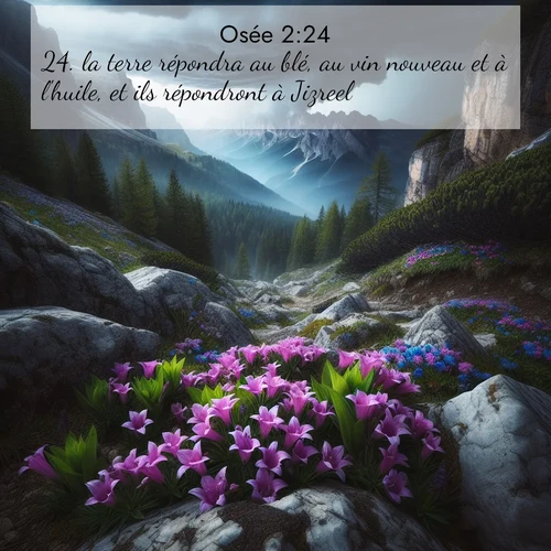 Segond21 Osée  ; image nature: image avec le verset biblique :la terre répondra au blé, au vin nouveau et à l&#039;huile, et ils répondront à Jizreel. ;  ; 2:24