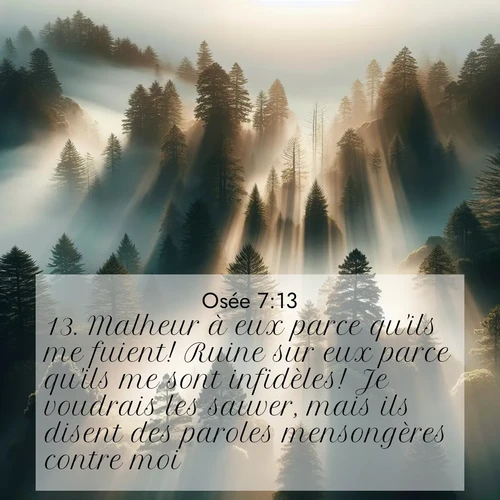 Segond21 Osée  ; image nature: image avec le verset biblique :Malheur à eux parce qu&#039;ils me fuient! Ruine sur eux parce qu&#039;ils me sont infidèles! Je voudrais les sauver, mais ils disent des paroles mensongères contre moi. ;  ; 7:13