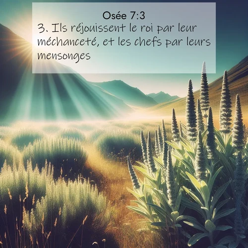 Segond21 Osée  ; image nature: image avec le verset biblique :Ils réjouissent le roi par leur méchanceté, et les chefs par leurs mensonges. ;  ; 7:3