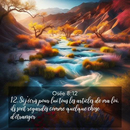 Segond21 Osée  ; image nature: image avec le verset biblique :Si j&#039;écris pour lui tous les articles de ma loi, ils sont regardés comme quelque chose d&#039;étranger. ;  ; 8:12