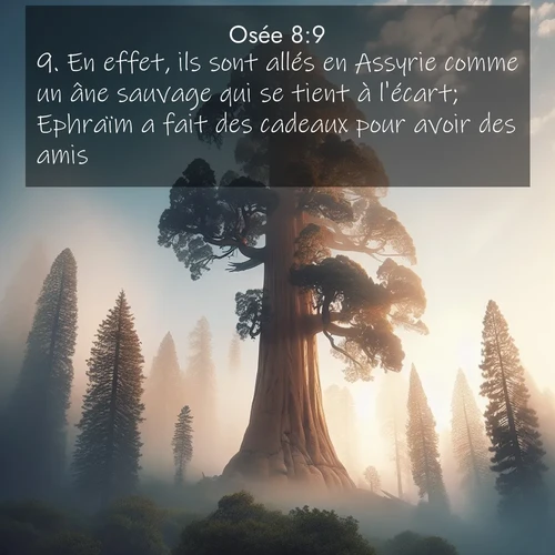 Segond21 Osée  ; image nature: image avec le verset biblique :En effet, ils sont allés en Assyrie comme un âne sauvage qui se tient à l&#039;écart; Ephraïm a fait des cadeaux pour avoir des amis. ;  ; 8:9