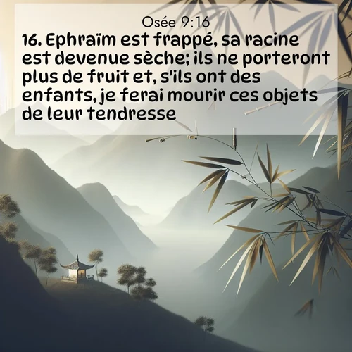 Segond21 Osée  ; image nature: image avec le verset biblique :Ephraïm est frappé, sa racine est devenue sèche; ils ne porteront plus de fruit et, s&#039;ils ont des enfants, je ferai mourir ces objets de leur tendresse. ;  ; 9:16