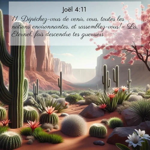 Segond21 Joël  ; image nature: image avec le verset biblique :Dépêchez-vous de venir, vous, toutes les nations environnantes, et rassemblez-vous!» Là, Eternel, fais descendre tes guerriers! ;  ; 4:11
