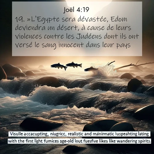 Segond21 Joël  ; image nature: image avec le verset biblique :»L&#039;Egypte sera dévastée, Edom deviendra un désert, à cause de leurs violences contre les Judéens dont ils ont versé le sang innocent dans leur pays. ;  ; 4:19