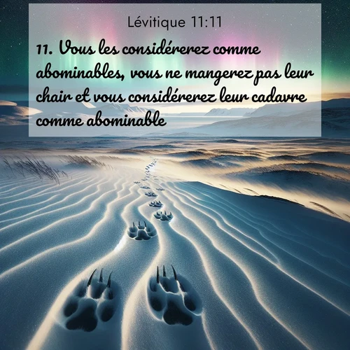 Segond21 Lévitique  ; image nature: image avec le verset biblique :Vous les considérerez comme abominables, vous ne mangerez pas leur chair et vous considérerez leur cadavre comme abominable. ;  ; 11:11