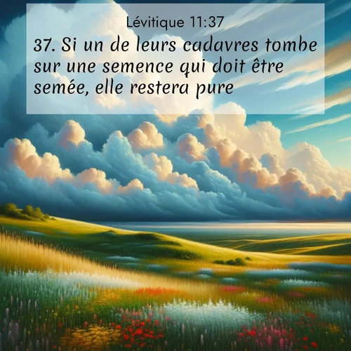 Segond21 Lévitique  ; image nature: image avec le verset biblique :Si un de leurs cadavres tombe sur une semence qui doit être semée, elle restera pure. ;  ; 11:37