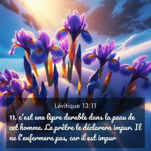 Segond21 Lévitique  ; image nature: image avec le verset biblique :c&#039;est une lèpre durable dans la peau de cet homme. Le prêtre le déclarera impur. Il ne l&#039;enfermera pas, car il est impur. ;  ; 13:11