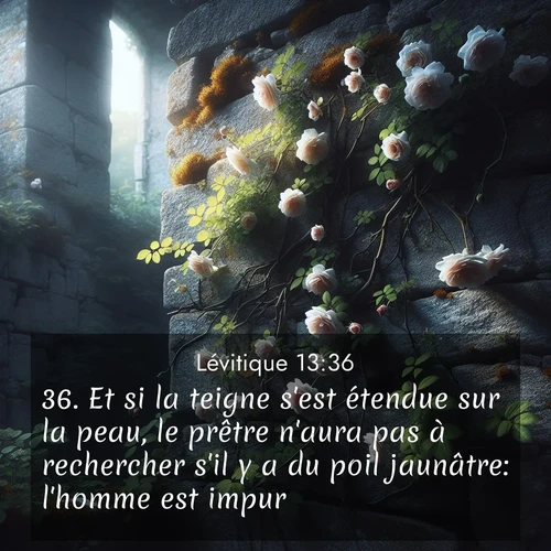 Segond21 Lévitique  ; image nature: image avec le verset biblique :Et si la teigne s&#039;est étendue sur la peau, le prêtre n&#039;aura pas à rechercher s&#039;il y a du poil jaunâtre: l&#039;homme est impur. ;  ; 13:36