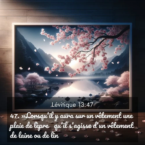 Segond21 Lévitique  ; image nature: image avec le verset biblique :»Lorsqu&#039;il y aura sur un vêtement une plaie de lèpre  qu&#039;il s&#039;agisse d&#039;un vêtement de laine ou de lin, ;  ; 13:47
