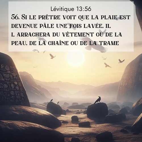 Segond21 Lévitique  ; image nature: image avec le verset biblique :Si le prêtre voit que la plaie est devenue pâle une fois lavée, il l&#039;arrachera du vêtement ou de la peau, de la chaîne ou de la trame. ;  ; 13:56