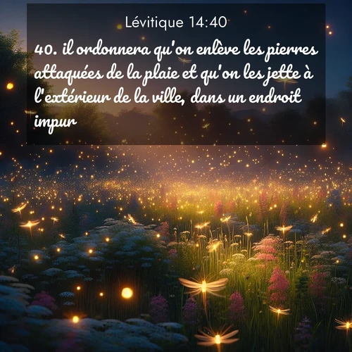 Segond21 Lévitique  ; image nature: image avec le verset biblique :il ordonnera qu&#039;on enlève les pierres attaquées de la plaie et qu&#039;on les jette à l&#039;extérieur de la ville, dans un endroit impur. ;  ; 14:40
