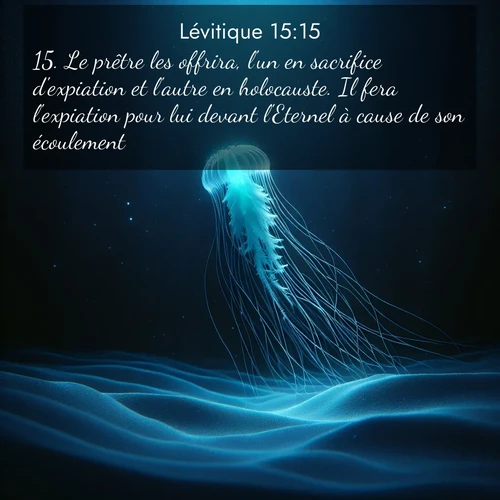 Segond21 Lévitique  ; image nature: image avec le verset biblique :Le prêtre les offrira, l&#039;un en sacrifice d&#039;expiation et l&#039;autre en holocauste. Il fera l&#039;expiation pour lui devant l&#039;Eternel à cause de son écoulement. ;  ; 15:15