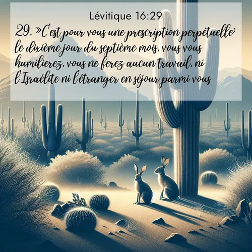 Segond21 Lévitique  ; image nature: image avec le verset biblique :»C&#039;est pour vous une prescription perpétuelle: le dixième jour du septième mois, vous vous humilierez, vous ne ferez aucun travail, ni l&#039;Israélite ni l&#039;étranger en séjour parmi vous. ;  ; 16:29