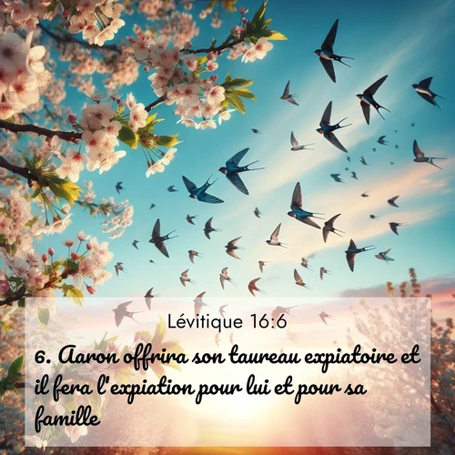 Segond21 Lévitique  ; image nature: image avec le verset biblique :Aaron offrira son taureau expiatoire et il fera l&#039;expiation pour lui et pour sa famille. ;  ; 16:6