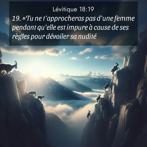 Segond21 Lévitique  ; image nature: image avec le verset biblique :»Tu ne t&#039;approcheras pas d&#039;une femme pendant qu&#039;elle est impure à cause de ses règles pour dévoiler sa nudité. ;  ; 18:19