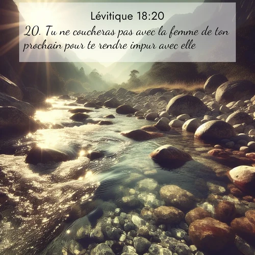 Segond21 Lévitique  ; image nature: image avec le verset biblique :Tu ne coucheras pas avec la femme de ton prochain pour te rendre impur avec elle. ;  ; 18:20