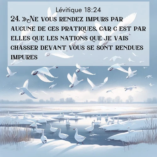 Segond21 Lévitique  ; image nature: image avec le verset biblique :»Ne vous rendez impurs par aucune de ces pratiques, car c&#039;est par elles que les nations que je vais chasser devant vous se sont rendues impures. ;  ; 18:24