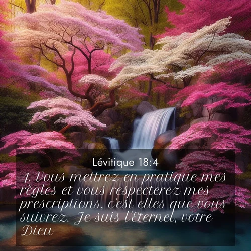 Segond21 Lévitique  ; image nature: image avec le verset biblique :Vous mettrez en pratique mes règles et vous respecterez mes prescriptions, c&#039;est elles que vous suivrez. Je suis l&#039;Eternel, votre Dieu. ;  ; 18:4