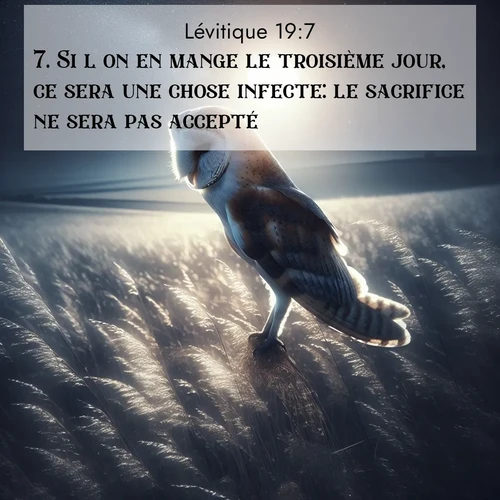 Segond21 Lévitique  ; image nature: image avec le verset biblique :Si l&#039;on en mange le troisième jour, ce sera une chose infecte: le sacrifice ne sera pas accepté. ;  ; 19:7