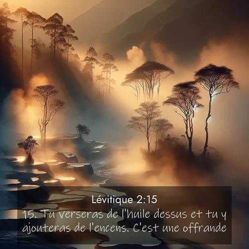Segond21 Lévitique  ; image nature: image avec le verset biblique :Tu verseras de l&#039;huile dessus et tu y ajouteras de l&#039;encens. C&#039;est une offrande. ;  ; 2:15