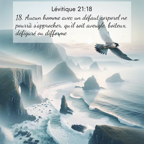 Segond21 Lévitique  ; image nature: image avec le verset biblique :Aucun homme avec un défaut corporel ne pourra s&#039;approcher, qu&#039;il soit aveugle, boiteux, défiguré ou difforme, ;  ; 21:18