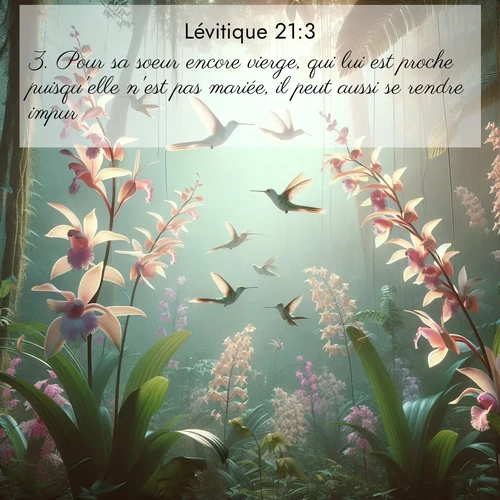 Segond21 Lévitique  ; image nature: image avec le verset biblique :Pour sa soeur encore vierge, qui lui est proche puisqu&#039;elle n&#039;est pas mariée, il peut aussi se rendre impur. ;  ; 21:3