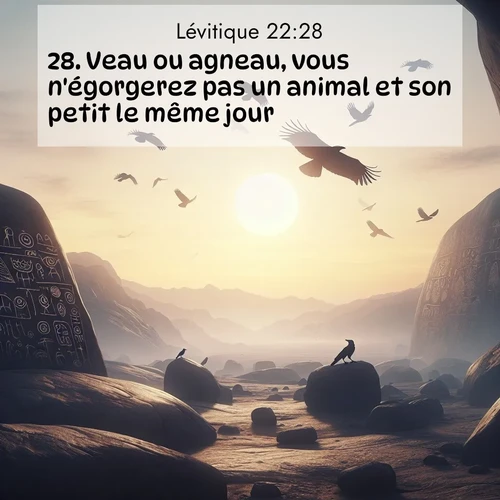 Segond21 Lévitique  ; image nature: image avec le verset biblique :Veau ou agneau, vous n&#039;égorgerez pas un animal et son petit le même jour. ;  ; 22:28