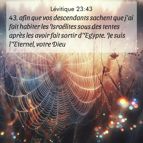 Segond21 Lévitique  ; image nature: image avec le verset biblique :afin que vos descendants sachent que j&#039;ai fait habiter les Israélites sous des tentes après les avoir fait sortir d&#039;Egypte. Je suis l&#039;Eternel, votre Dieu.» ;  ; 23:43