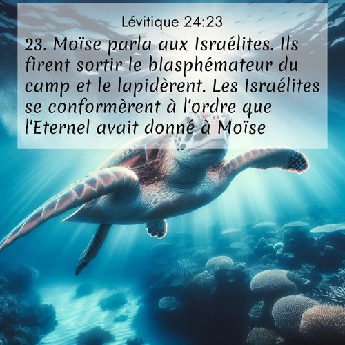 Segond21 Lévitique  ; image nature: image avec le verset biblique :Moïse parla aux Israélites. Ils firent sortir le blasphémateur du camp et le lapidèrent. Les Israélites se conformèrent à l&#039;ordre que l&#039;Eternel avait donné à Moïse. ;  ; 24:23