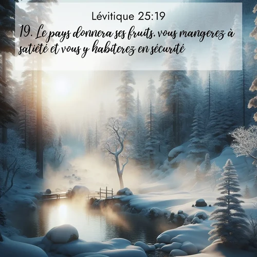 Segond21 Lévitique  ; image nature: image avec le verset biblique :Le pays donnera ses fruits, vous mangerez à satiété et vous y habiterez en sécurité. ;  ; 25:19