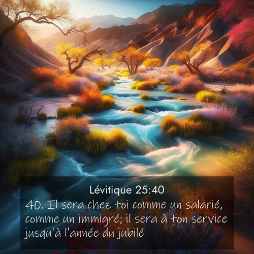 Segond21 Lévitique  ; image nature: image avec le verset biblique :Il sera chez toi comme un salarié, comme un immigré; il sera à ton service jusqu&#039;à l&#039;année du jubilé. ;  ; 25:40
