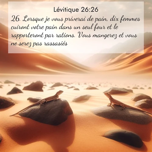 Segond21 Lévitique  ; image nature: image avec le verset biblique :Lorsque je vous priverai de pain, dix femmes cuiront votre pain dans un seul four et le rapporteront par rations. Vous mangerez et vous ne serez pas rassasiés. ;  ; 26:26
